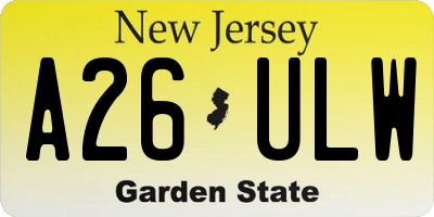 NJ license plate A26ULW