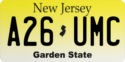 NJ license plate A26UMC