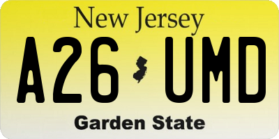 NJ license plate A26UMD