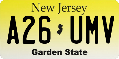 NJ license plate A26UMV
