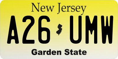 NJ license plate A26UMW