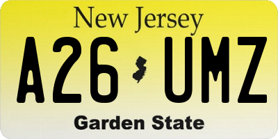 NJ license plate A26UMZ
