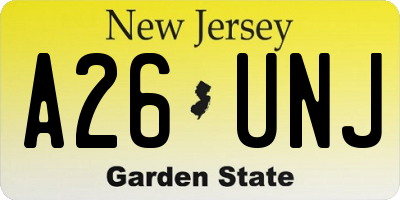 NJ license plate A26UNJ