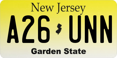 NJ license plate A26UNN