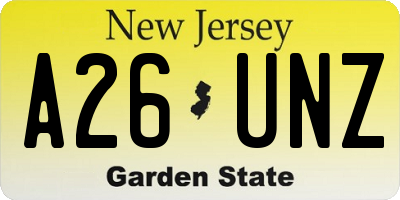 NJ license plate A26UNZ