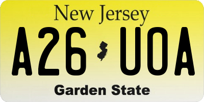 NJ license plate A26UOA