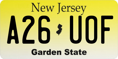 NJ license plate A26UOF