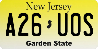 NJ license plate A26UOS