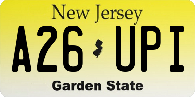 NJ license plate A26UPI
