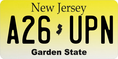 NJ license plate A26UPN