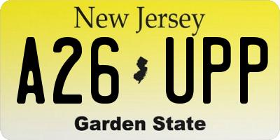 NJ license plate A26UPP