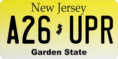 NJ license plate A26UPR