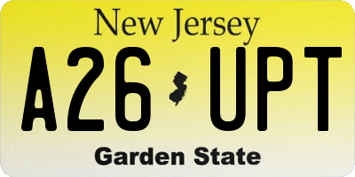 NJ license plate A26UPT