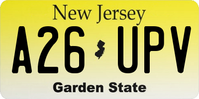NJ license plate A26UPV