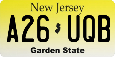 NJ license plate A26UQB