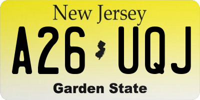 NJ license plate A26UQJ