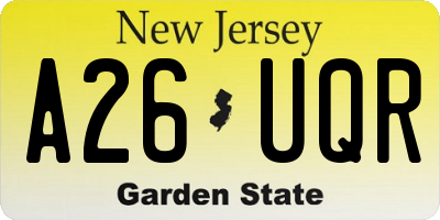 NJ license plate A26UQR
