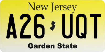 NJ license plate A26UQT