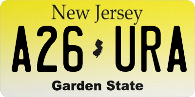 NJ license plate A26URA