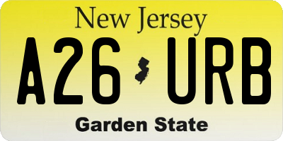 NJ license plate A26URB