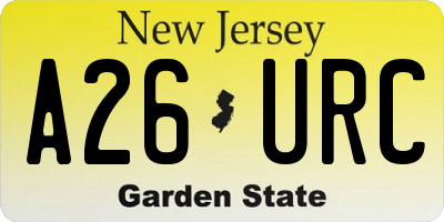NJ license plate A26URC