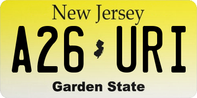 NJ license plate A26URI