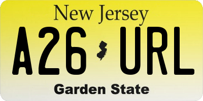NJ license plate A26URL