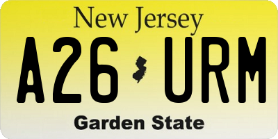 NJ license plate A26URM