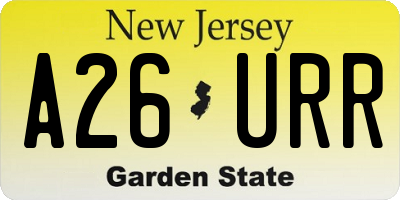 NJ license plate A26URR