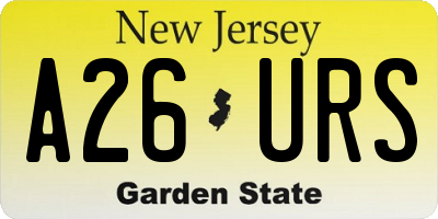 NJ license plate A26URS