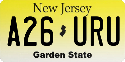 NJ license plate A26URU