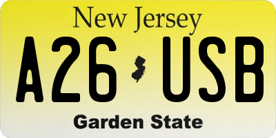 NJ license plate A26USB