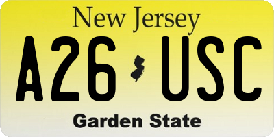 NJ license plate A26USC