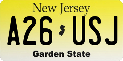 NJ license plate A26USJ