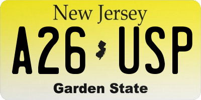 NJ license plate A26USP