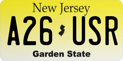 NJ license plate A26USR