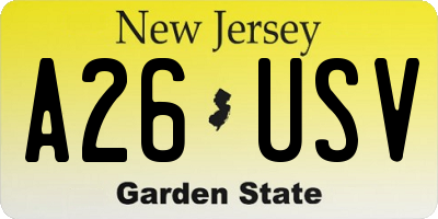 NJ license plate A26USV