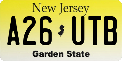 NJ license plate A26UTB
