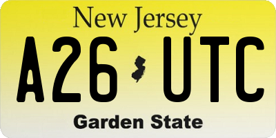 NJ license plate A26UTC