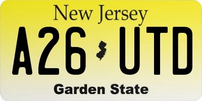 NJ license plate A26UTD