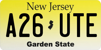 NJ license plate A26UTE