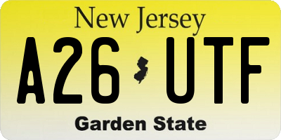 NJ license plate A26UTF