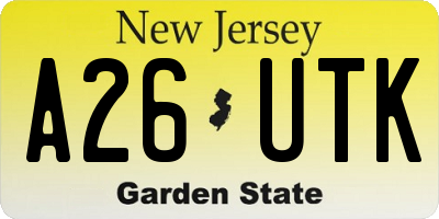 NJ license plate A26UTK