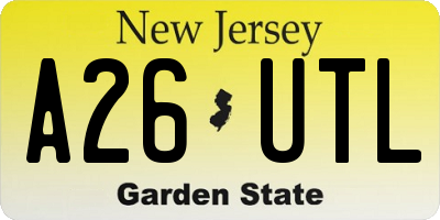 NJ license plate A26UTL