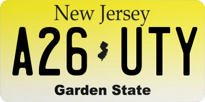 NJ license plate A26UTY