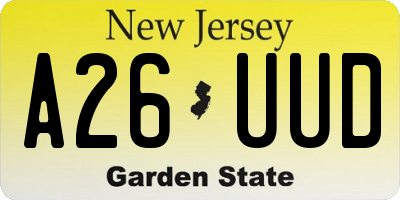 NJ license plate A26UUD
