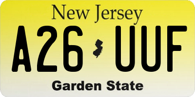 NJ license plate A26UUF