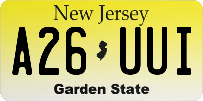 NJ license plate A26UUI
