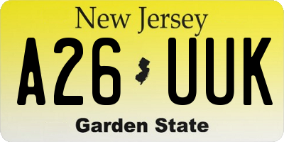 NJ license plate A26UUK