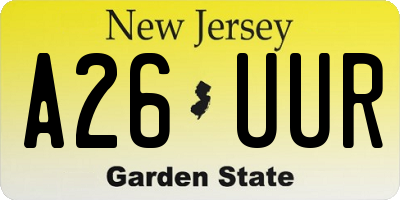 NJ license plate A26UUR